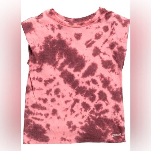 NWT Hudson Jeans Big Kids 12-14 Shoulder Pad White & Cabernet Tie DyeTee Sz L - Picture 1 of 2